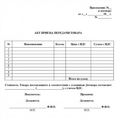 Образец акта приема-передачи компьютера в году