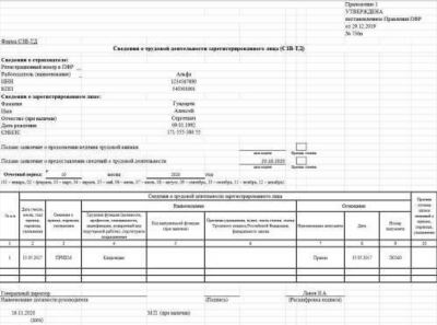 Как подать сведения в электронную трудовую Форму СЗВ-ТД