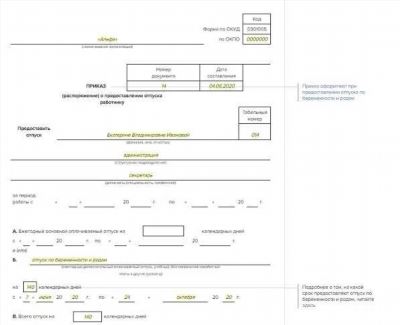 Как оформляется отпуск по беременности и родам в [название организации]